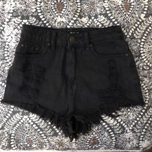 BDG black denim shorts